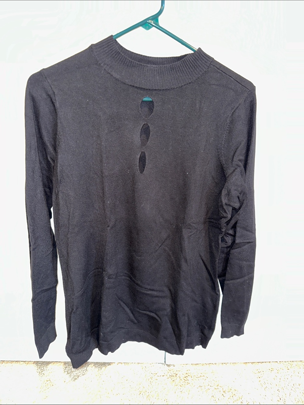 torrid Black Ribbed Crewneck Knit Top with Front Keyhole